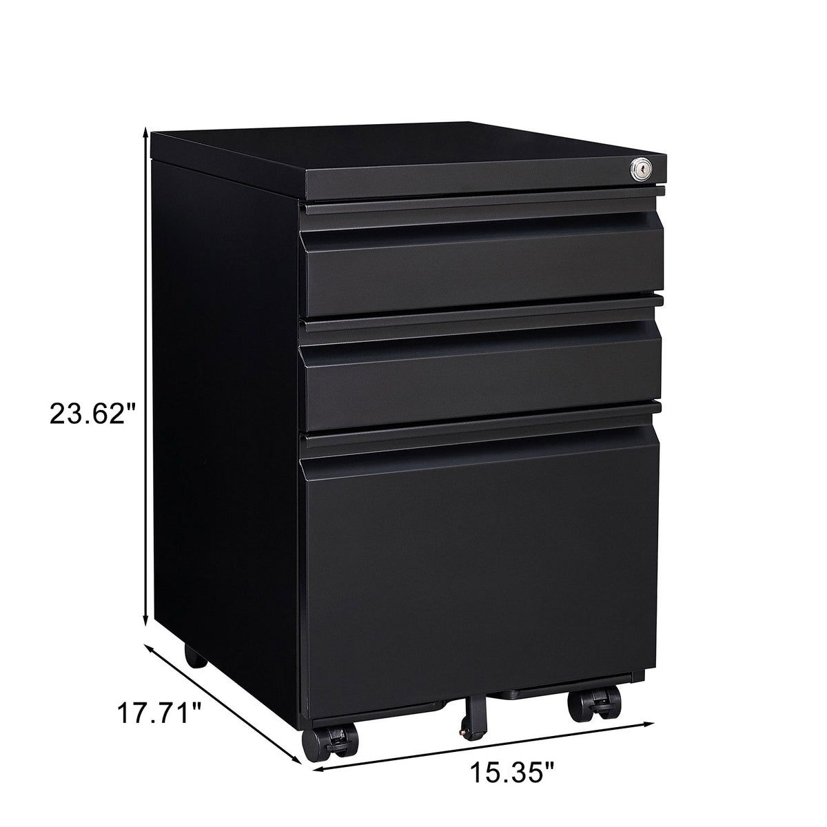 [Installation required] 3-drawer mobile filing cabinet with lock, office storage filing cabinet of legal/letter size, metal filing cabinet to be Installation required (black)