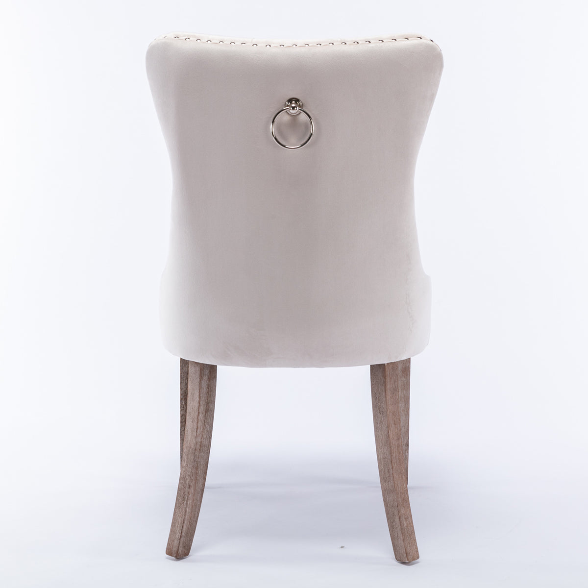 Nikki Collection Modern, High-end Tufted Solid Wood Contemporary Velvet Upholstered Dining Chair with Wood Legs Nailhead Trim 2-Pcs Set – Beige