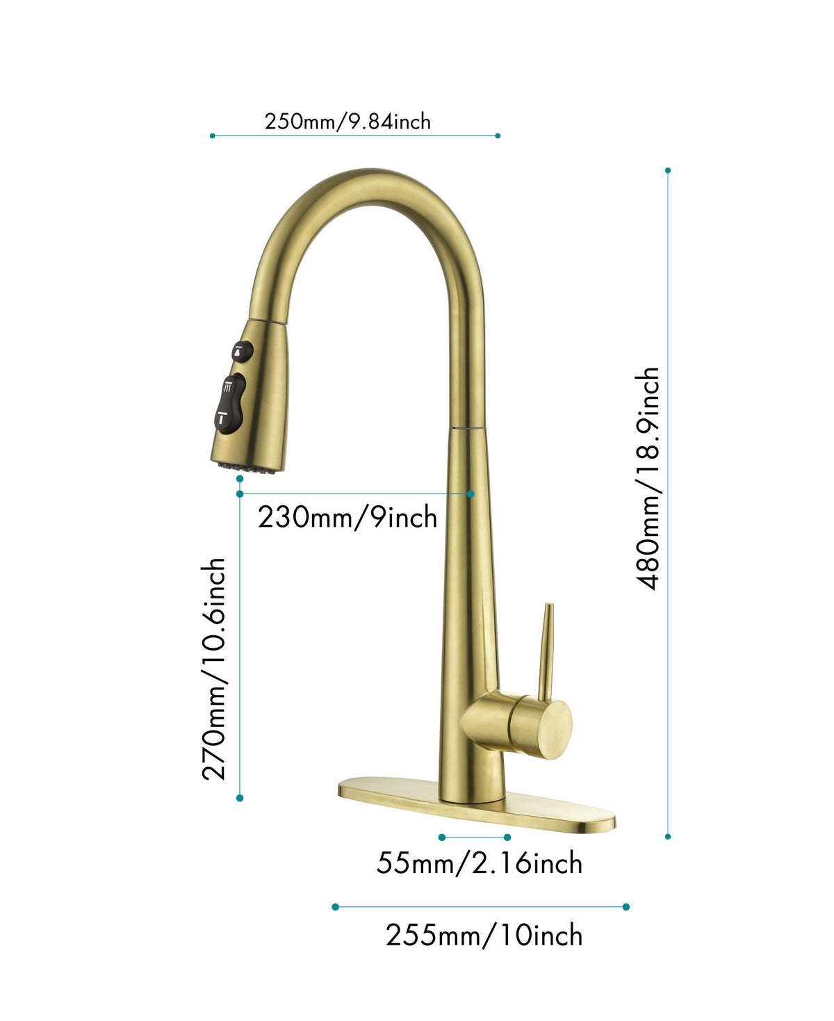 Kitchen Faucet with Pull Down Sprayer, High Arc Single Handle Kitchen Sink Faucet with Deck Plate