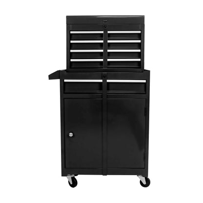 Rolling Tool Chest, 5-Drawer Tool Box Organizer w/Lockable Wheels & Sliding Drawers & Detachable Top & Adjustable Shelf - Black