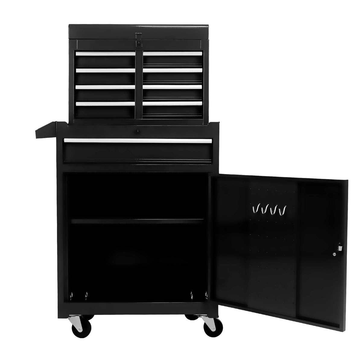 Rolling Tool Chest, 5-Drawer Tool Box Organizer w/Lockable Wheels & Sliding Drawers & Detachable Top & Adjustable Shelf - Black