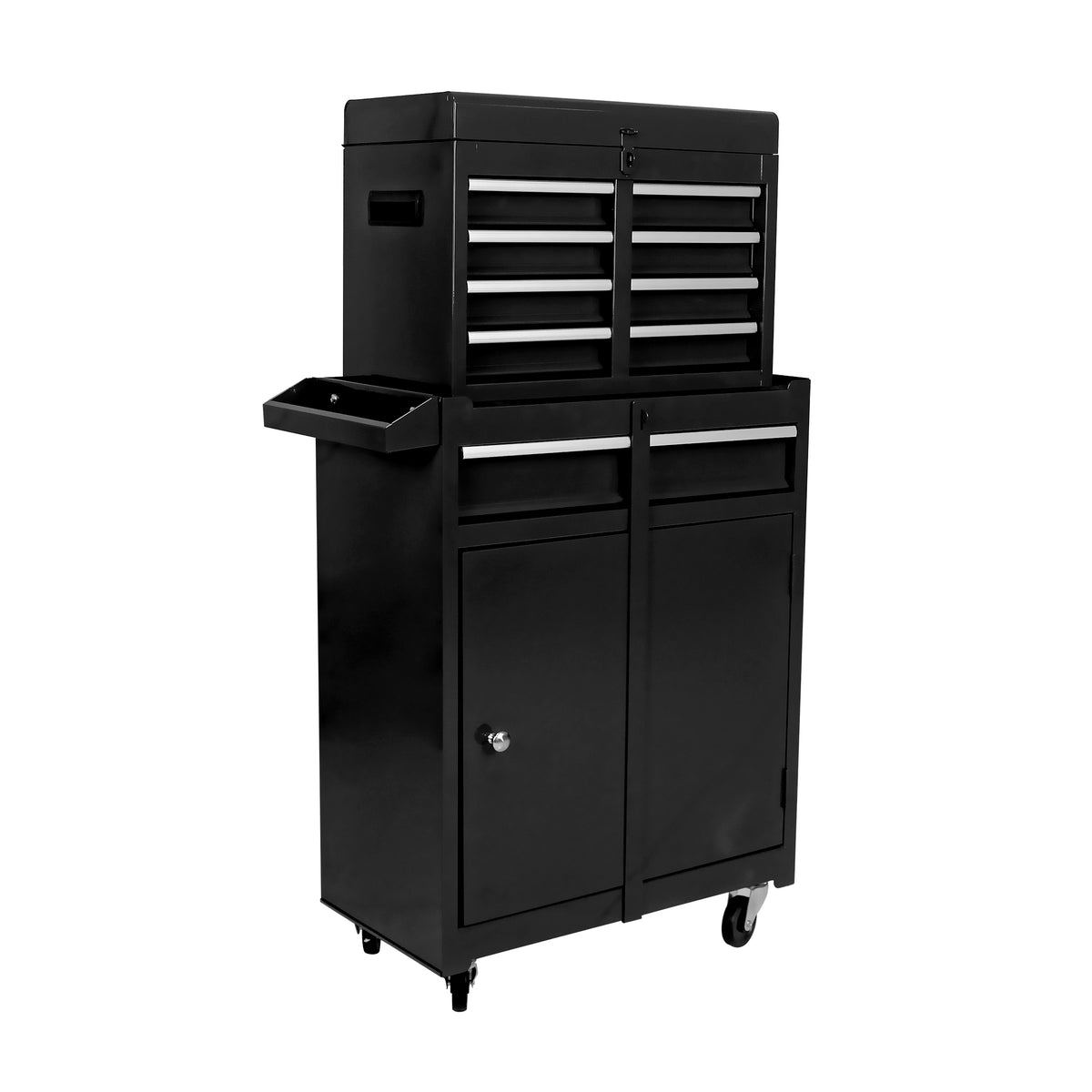 Rolling Tool Chest, 5-Drawer Tool Box Organizer w/Lockable Wheels & Sliding Drawers & Detachable Top & Adjustable Shelf - Black