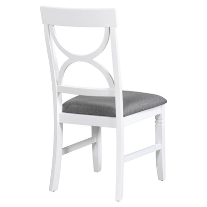 TOPMAX 6-Piece Wood Dining Table Set Kitchen Table Set with Upholstered Bench and 4 Dining Chairs, Farmhouse Style, Gray+White