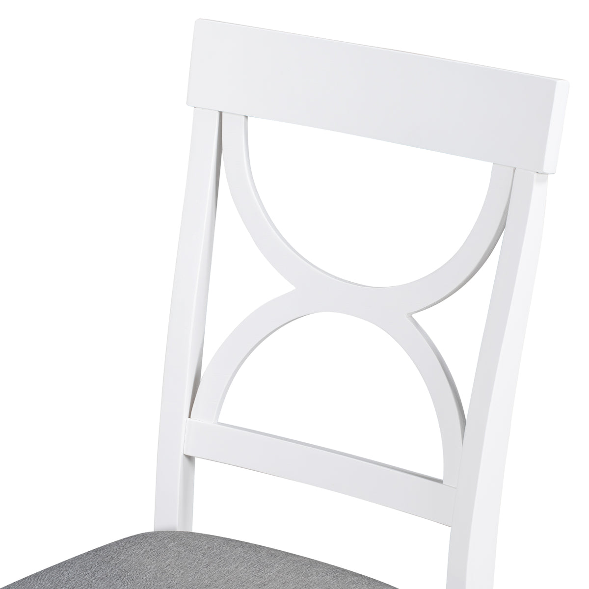 TOPMAX 6-Piece Wood Dining Table Set Kitchen Table Set with Upholstered Bench and 4 Dining Chairs, Farmhouse Style, Gray+White