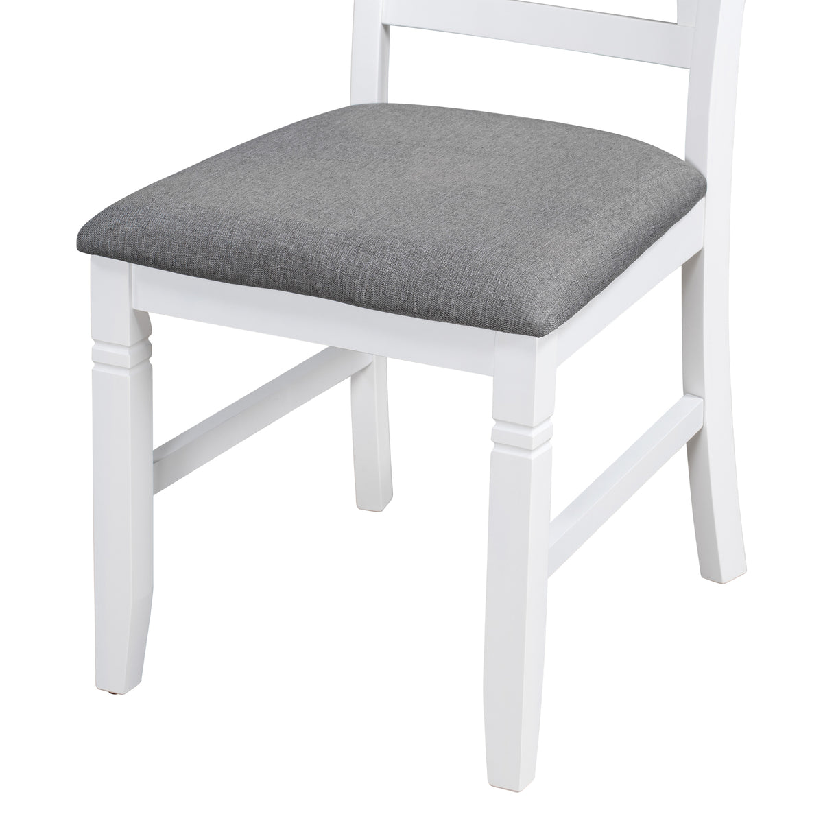 TOPMAX 6-Piece Wood Dining Table Set Kitchen Table Set with Upholstered Bench and 4 Dining Chairs, Farmhouse Style, Gray+White