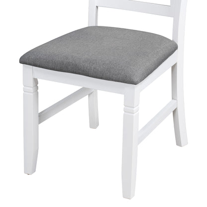 TOPMAX 6-Piece Wood Dining Table Set Kitchen Table Set with Upholstered Bench and 4 Dining Chairs, Farmhouse Style, Gray+White