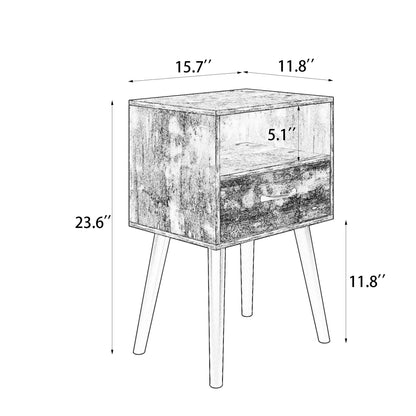 Two Sets of Nightstand,Modern Bedside Table with Storage Drawer and Open Wood Shelf, for Living Room, Bedroom and Small Spaces, Accent Night Stand, Easy Assembly