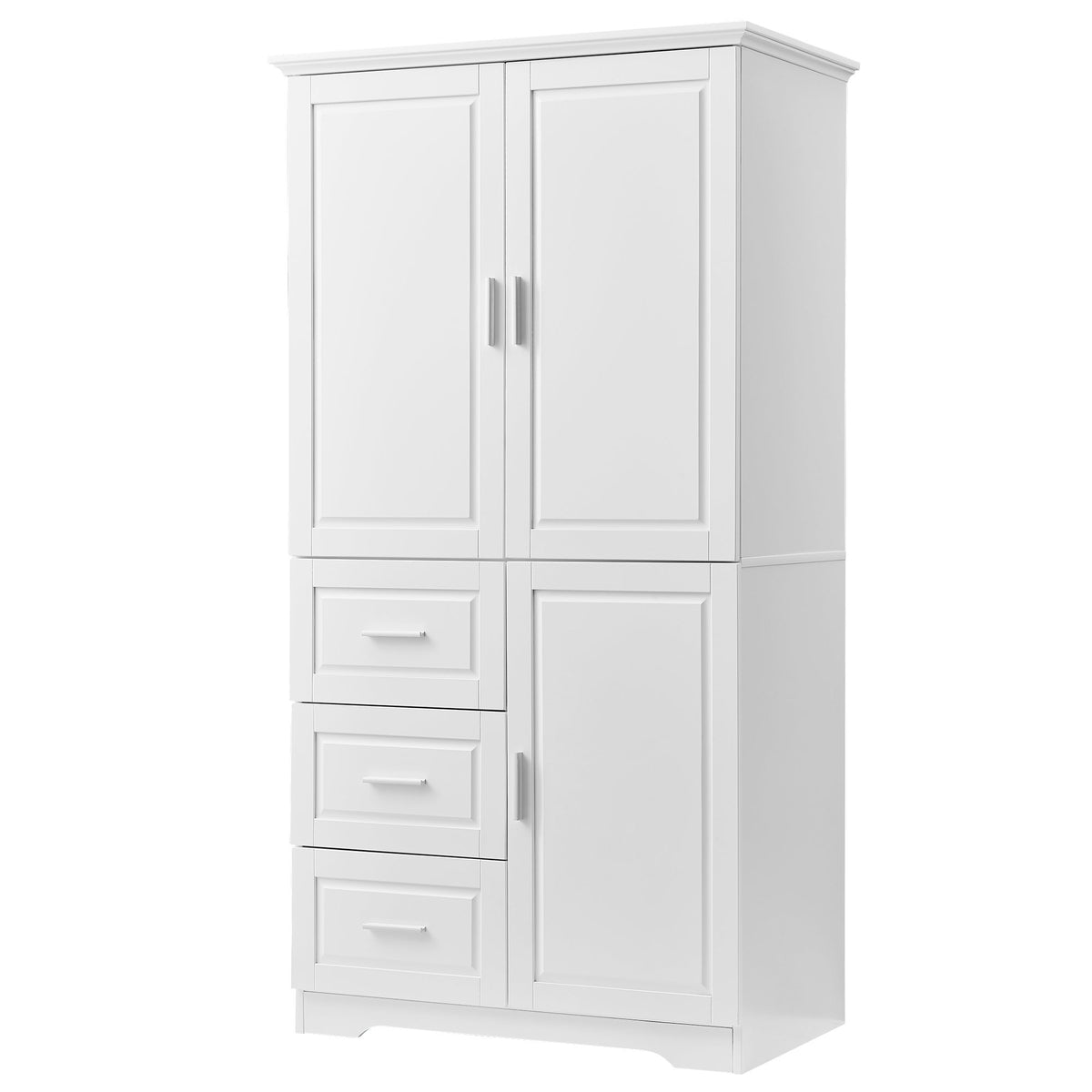 Tall and Wide Storage Cabinet with Doors for Bathroom/Office, Three Drawers, White(Old SKU: N725P331357K/WF299285AAK)