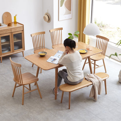 Natural Oak Wood Dining Bench Table Bench with Solid Oak Construction and Unique Design