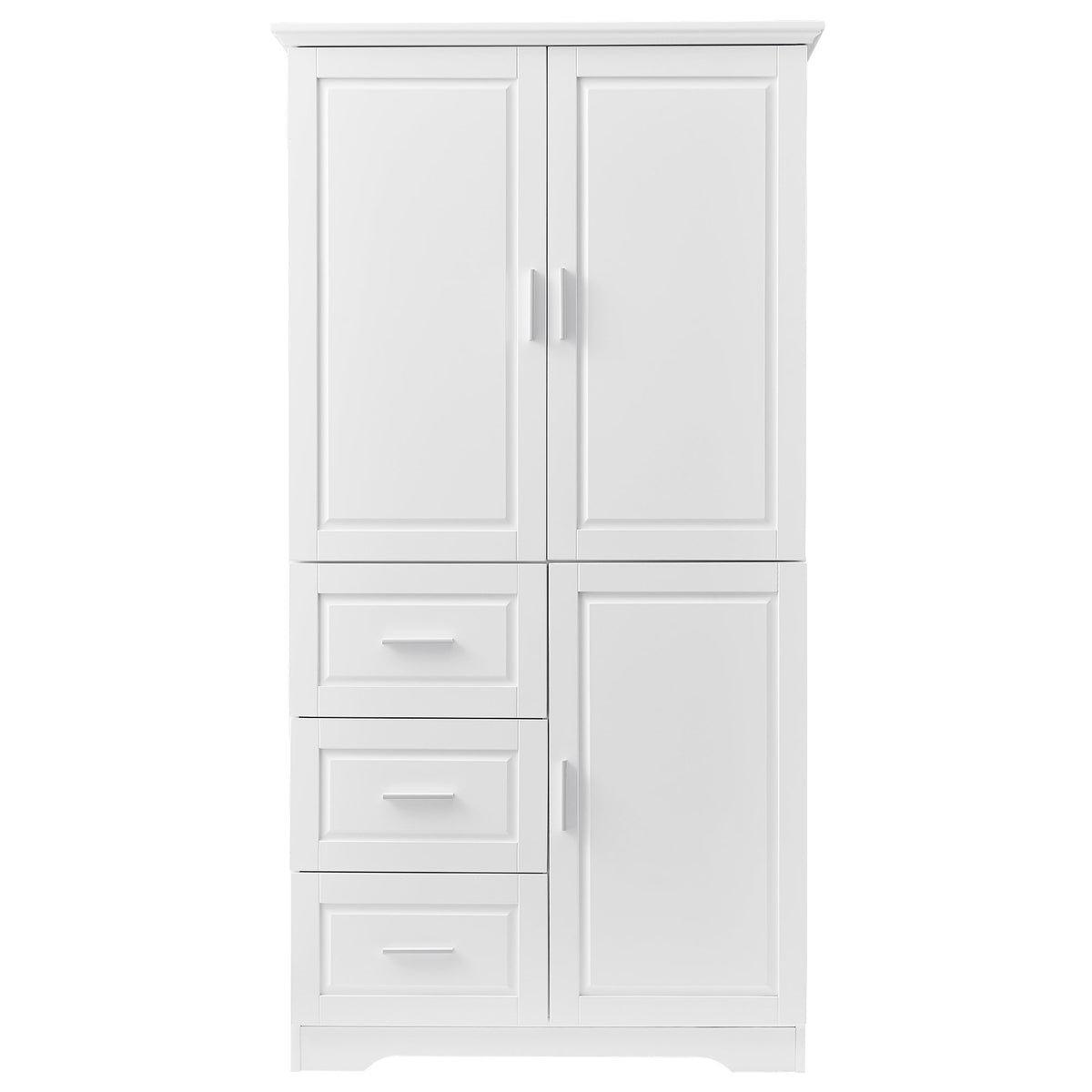 Tall and Wide Storage Cabinet with Doors for Bathroom/Office, Three Drawers, White(Old SKU: N725P331357K/WF299285AAK)