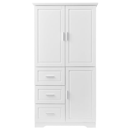Tall and Wide Storage Cabinet with Doors for Bathroom/Office, Three Drawers, White(Old SKU: N725P331357K/WF299285AAK)
