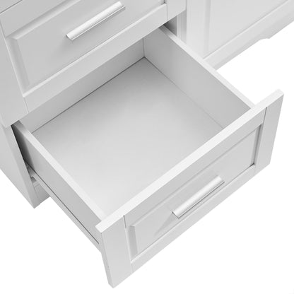 Tall and Wide Storage Cabinet with Doors for Bathroom/Office, Three Drawers, White(Old SKU: N725P331357K/WF299285AAK)