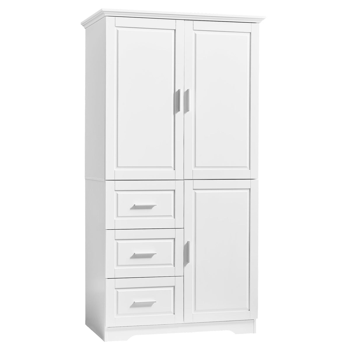 Tall and Wide Storage Cabinet with Doors for Bathroom/Office, Three Drawers, White(Old SKU: N725P331357K/WF299285AAK)