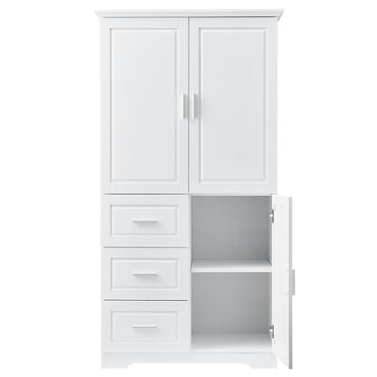 Tall and Wide Storage Cabinet with Doors for Bathroom/Office, Three Drawers, White(Old SKU: N725P331357K/WF299285AAK)