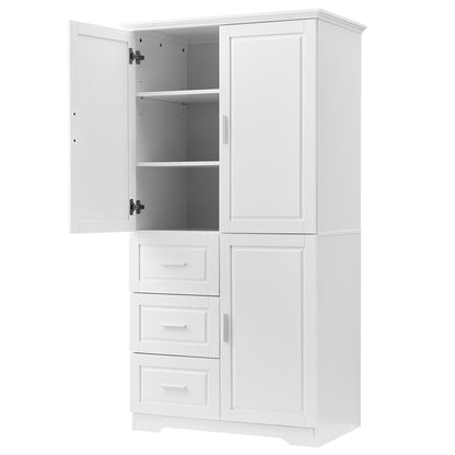 Tall and Wide Storage Cabinet with Doors for Bathroom/Office, Three Drawers, White(Old SKU: N725P331357K/WF299285AAK)