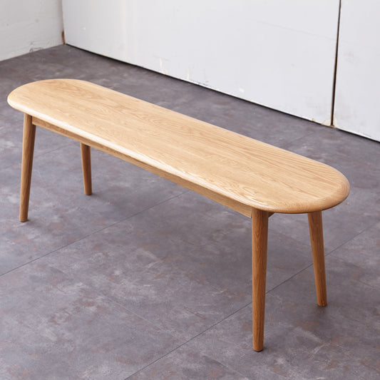Natural Oak Dining Bench Table Bench with Half-Round Design