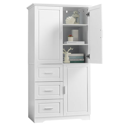 Tall and Wide Storage Cabinet with Doors for Bathroom/Office, Three Drawers, White(Old SKU: N725P331357K/WF299285AAK)