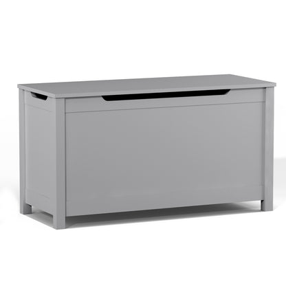 Kids Wooden Toy Box Storage with Safety Hinged Lid in Gray MDF for Ages 2+