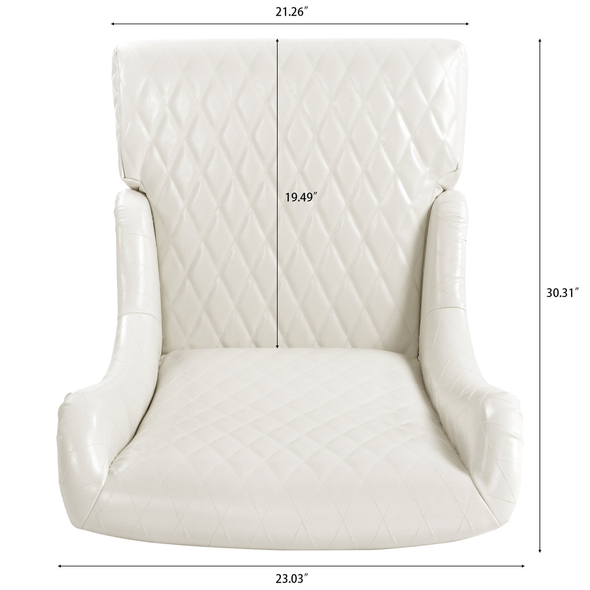 23.03" Wide Faux Leather High-Back Accent Chair, Comfy High Wingback Chair, Living Room Chair with Soft Padded & Wooden Legs, Modern Side Chair for Living Room, Bedroom, white