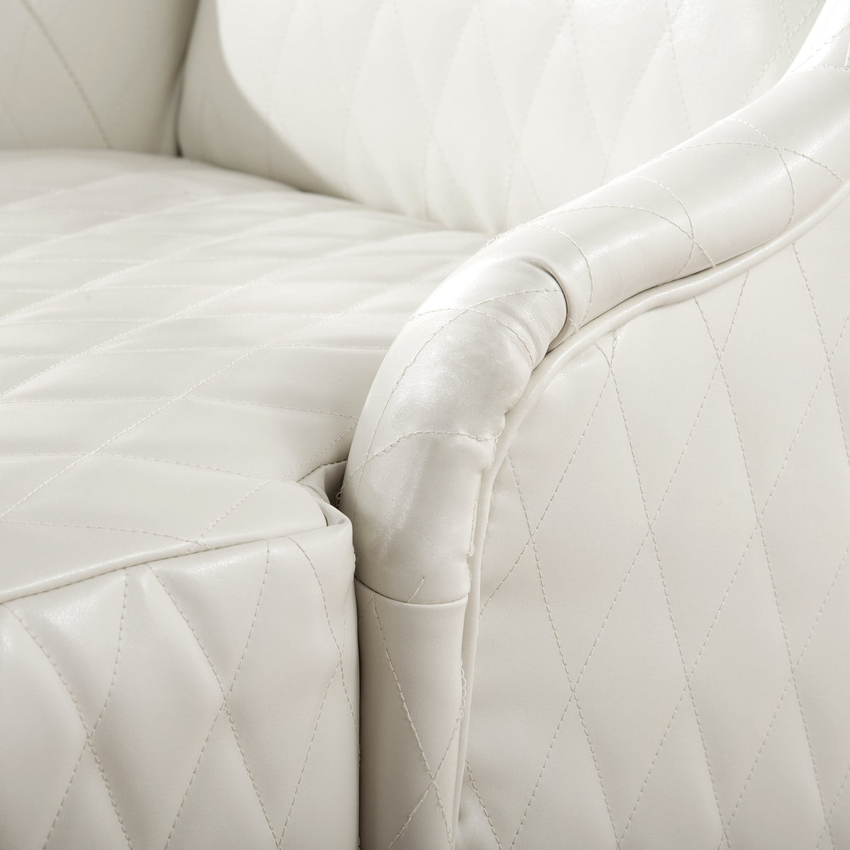 23.03" Wide Faux Leather High-Back Accent Chair, Comfy High Wingback Chair, Living Room Chair with Soft Padded & Wooden Legs, Modern Side Chair for Living Room, Bedroom, white