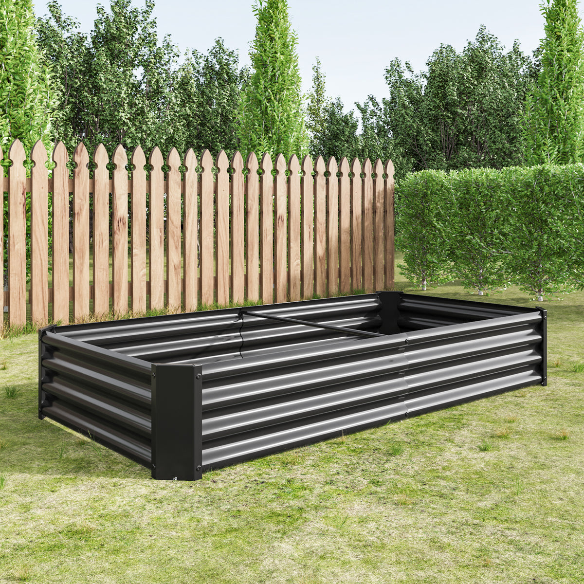 Raised Garden Bed Outdoor, 6×3×1ft, Metal Raised Rectangle Planter Beds for Plants, Vegetables, and Flowers - Black