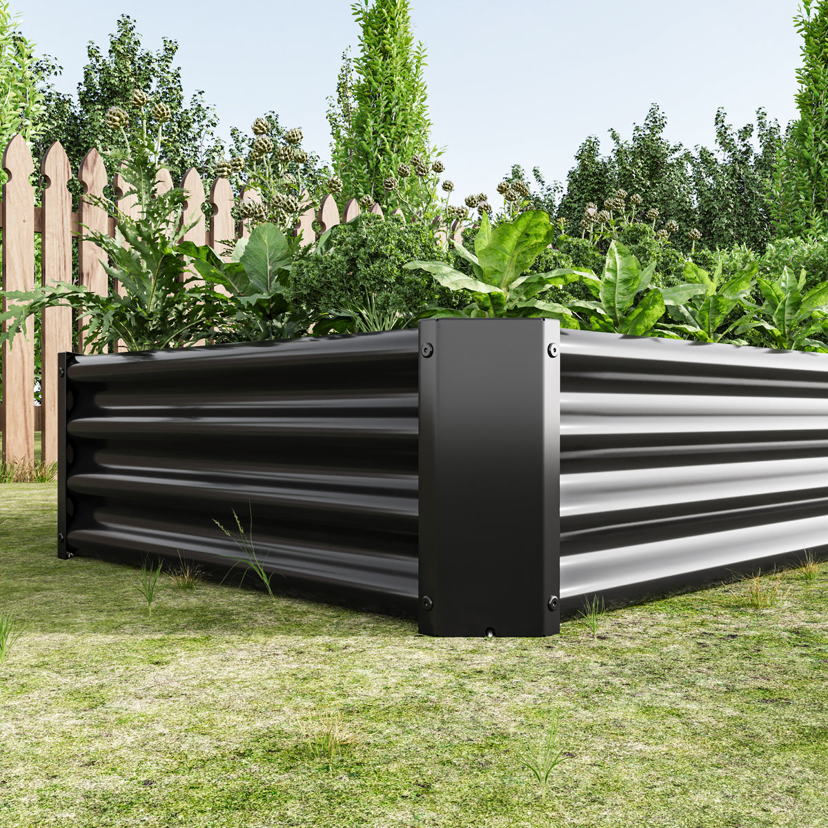 Raised Garden Bed Outdoor, 6×3×1ft, Metal Raised Rectangle Planter Beds for Plants, Vegetables, and Flowers - Black
