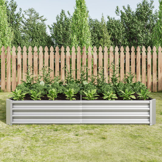 Raised Garden Bed Outdoor, 6×3×1ft, Metal Raised Rectangle Planter Beds for Plants, Vegetables, and Flowers - Silver