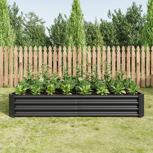 Raised Garden Bed Outdoor, 6×3×1ft, Metal Raised Rectangle Planter Beds for Plants, Vegetables, and Flowers - Black