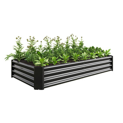 Raised Garden Bed Outdoor, 6×3×1ft, Metal Raised Rectangle Planter Beds for Plants, Vegetables, and Flowers - Black