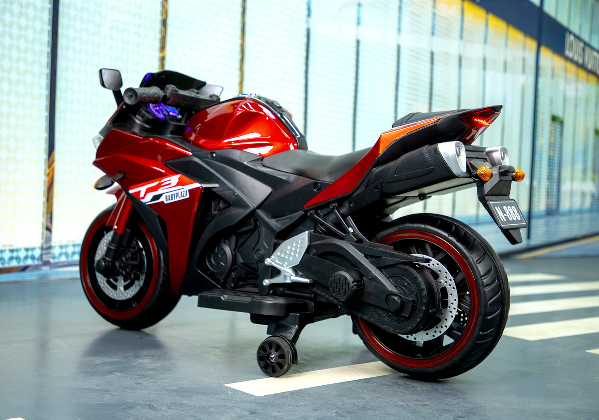 Kids Motorcycle 12 V Motorcycle For Kids 3-8 Years Boys Girls,Kids Motorcycle Ride On Toy With Training  Wheels/Manual Throttle/ Drive By Hand /Lighting  Wheels