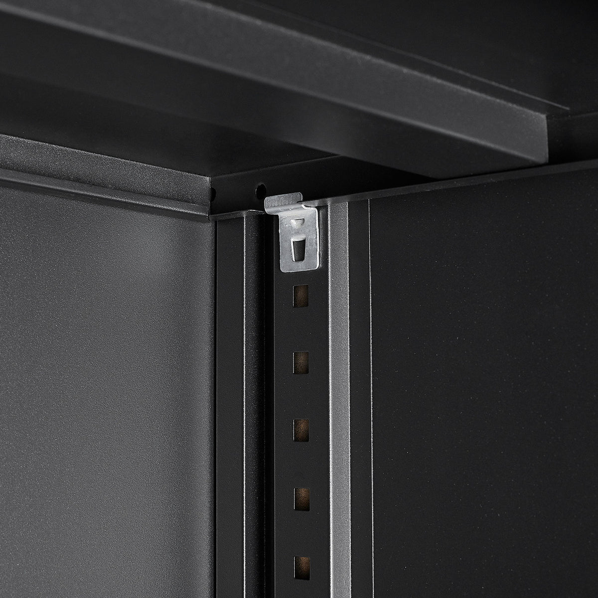 Black Metal Storage Cabinet with Locking Doors and Adjustable Shelf, Folding Filing Locker, School, Garage, Steel Construction