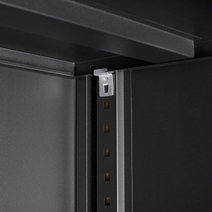 Black Metal Storage Cabinet with Locking Doors and Adjustable Shelf, Folding Filing Locker, School, Garage, Steel Construction