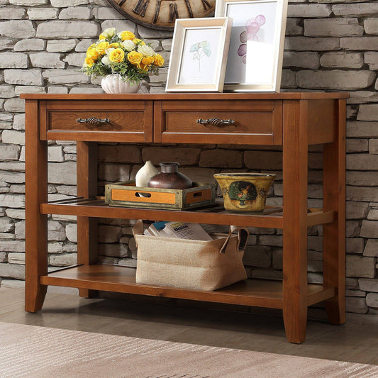 Console Sofa Table with 2 Storage Drawers and 2 Tiers Shelves