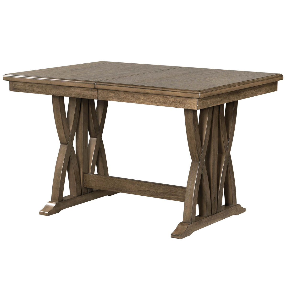 TOPMAX Mid-Century Solid Wood 7-Piece Dining Table Set Extendable Kitchen Table Set with Upholstered Chairs and 12" Leaf for 6