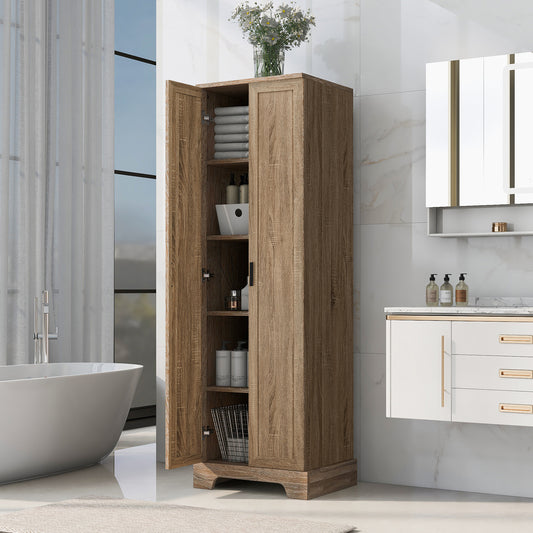 Storage Cabinet with Two Doors, Adjustable Shelf, MDF Board, Brown