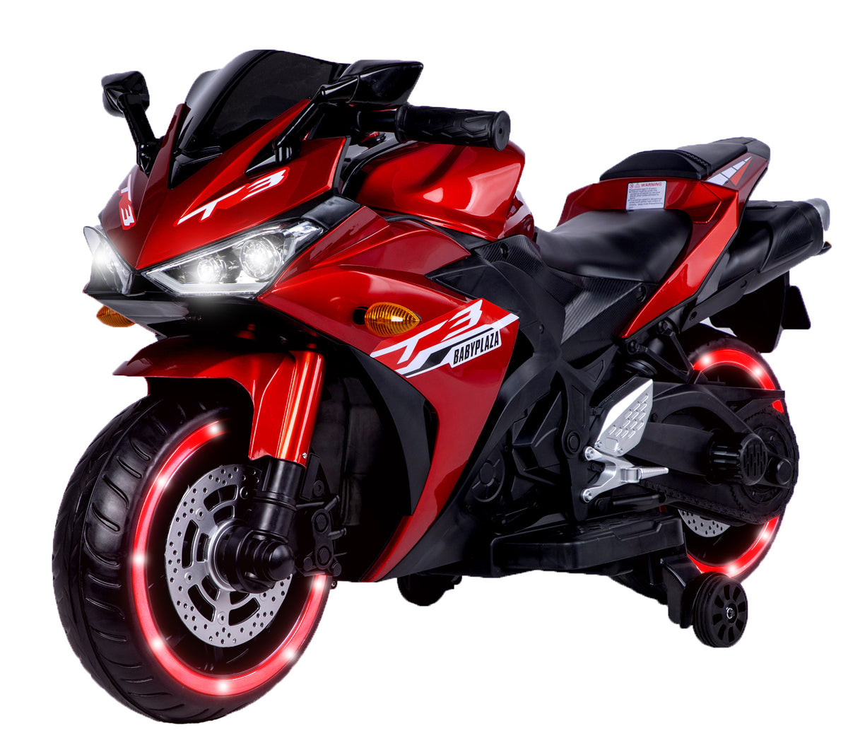 Kids Motorcycle 12 V Motorcycle For Kids 3-8 Years Boys Girls,Kids Motorcycle Ride On Toy With Training  Wheels/Manual Throttle/ Drive By Hand /Lighting  Wheels