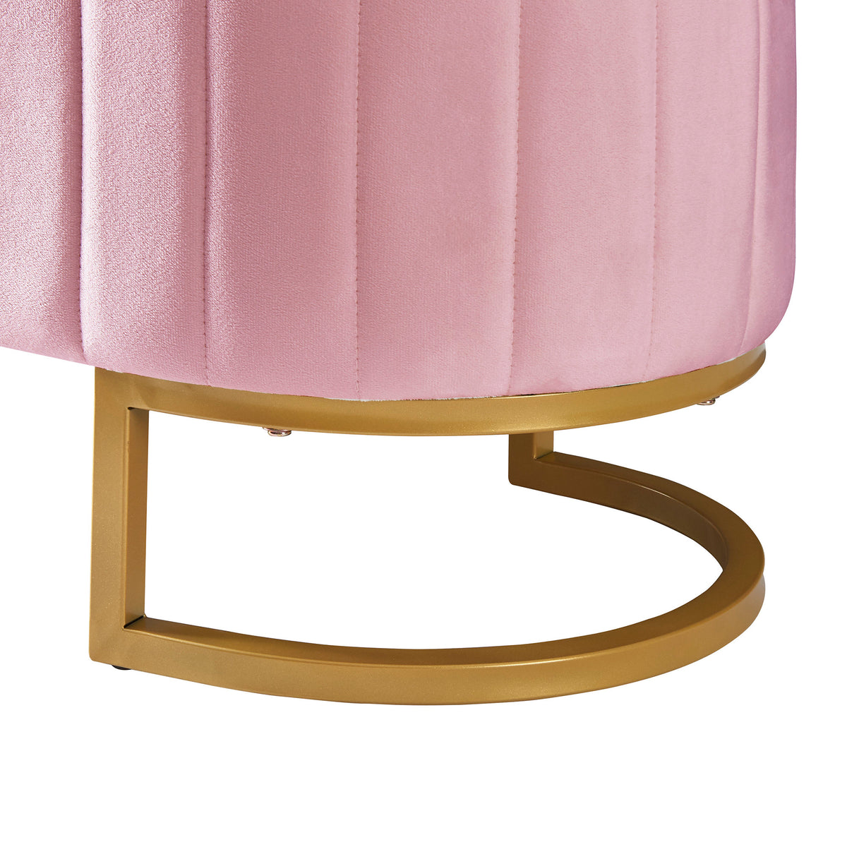 Elegant Upholstered Velvet Storage Ottoman with Button-Tufted, Storage Bench with Metal Legs, Fully Assembled Except Legs, Pink