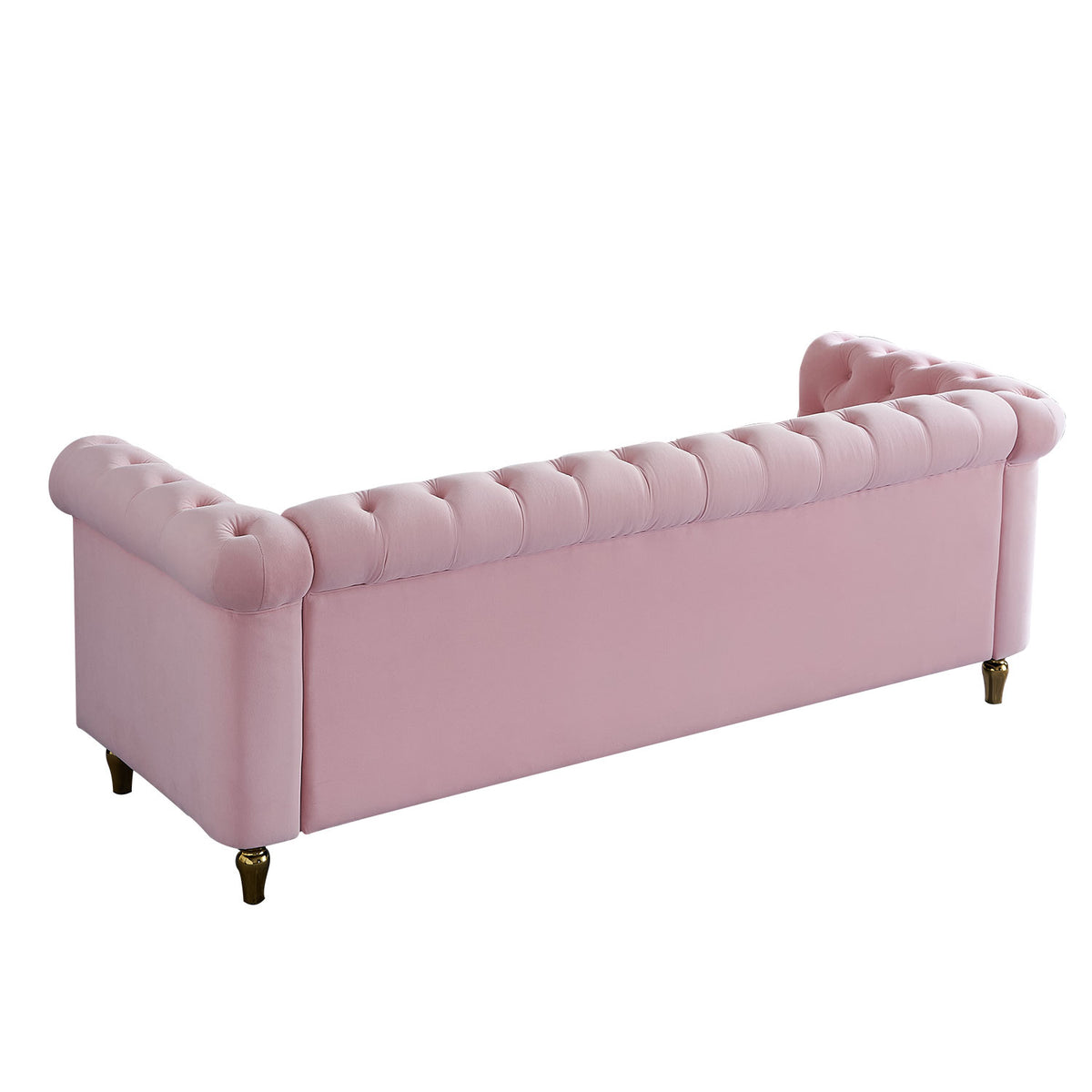 Chesterfield Velvet Sofa 84.65 inch for Living Room Pink Color
