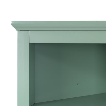 Green Triangle Tall Cabinet with 3 Drawers and Adjustable Shelves, Kitchen or Living Room, MDF Board with Painted Finish