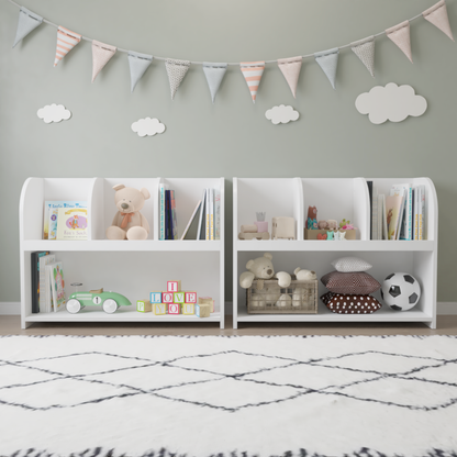 Kids Bookcase with 4 Compartments, Storage Book Shelf, Storage Display, Rack, Toy Organizer for Children's Room