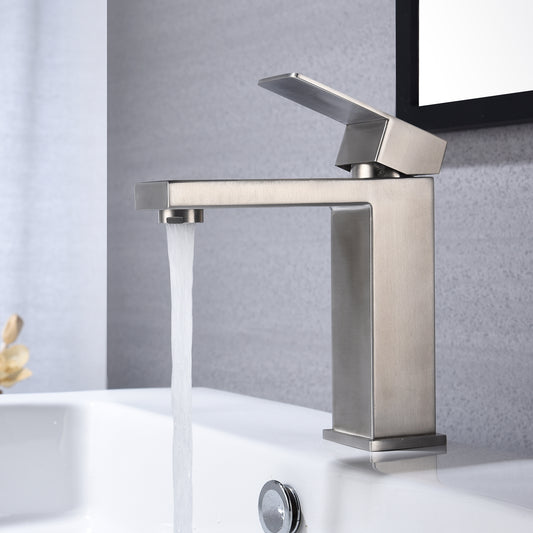 Waterfall Spout Bathroom Faucet, Single Handle Bathroom Vanity Sink Faucet – 11X7.5