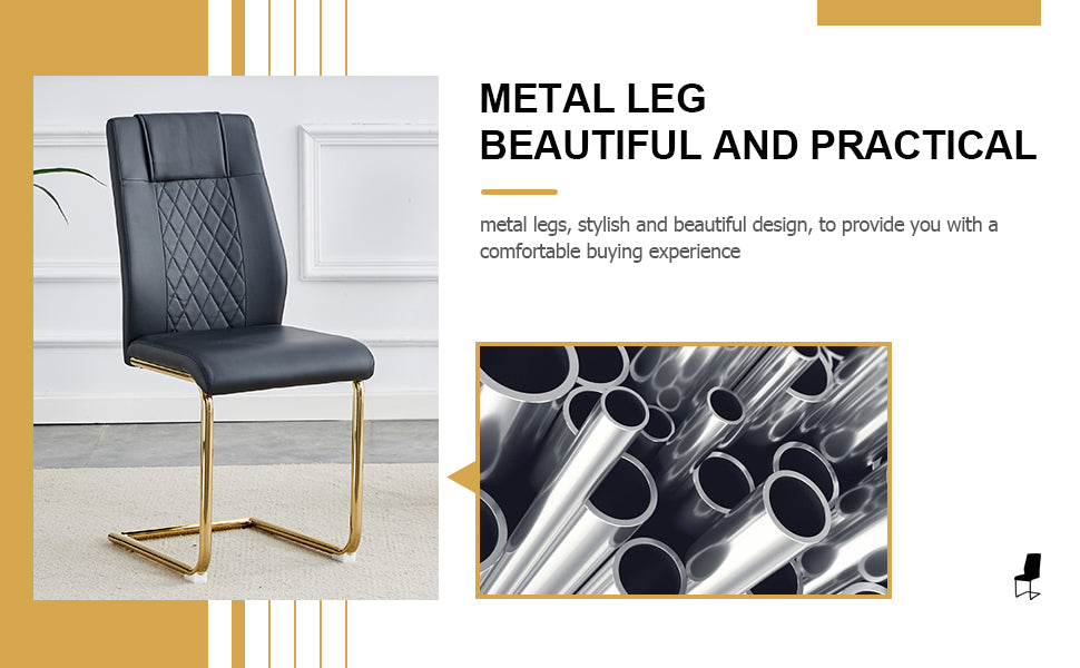 Modern dining chairs with faux leather padded seats, dining room chairs, gold metal leg upholstered chairs, living rooms, bedrooms