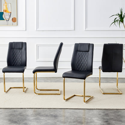 Modern dining chairs with faux leather padded seats, dining room chairs, gold metal leg upholstered chairs, living rooms, bedrooms
