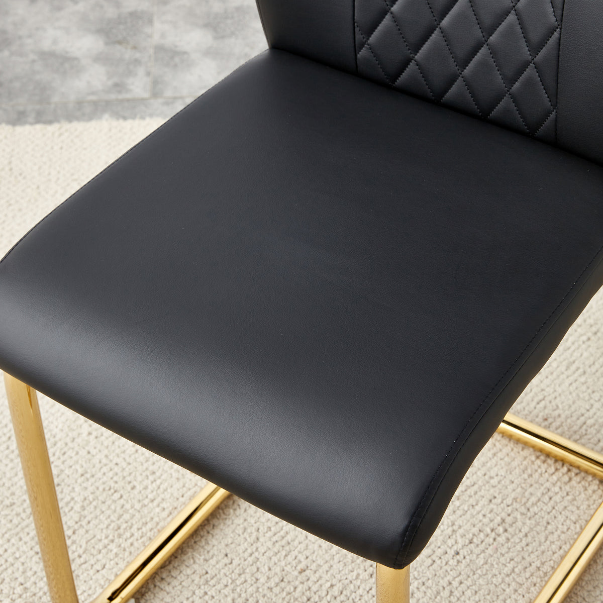 Modern dining chairs with faux leather padded seats, dining room chairs, gold metal leg upholstered chairs, living rooms, bedrooms