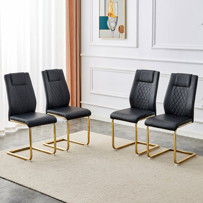 Modern dining chairs with faux leather padded seats, dining room chairs, gold metal leg upholstered chairs, living rooms, bedrooms