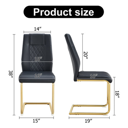 Modern dining chairs with faux leather padded seats, dining room chairs, gold metal leg upholstered chairs, living rooms, bedrooms