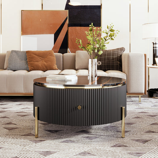 Modern Round Coffee Table with 2 large Drawers Storage Accent Table, 31.5''(old sku: WF311606AAB)