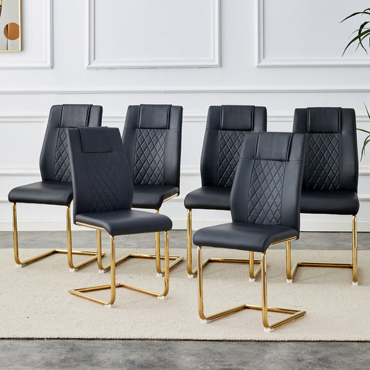 Modern dining chairs with faux leather padded seats, dining room chairs, gold metal leg upholstered chairs, living rooms, bedrooms