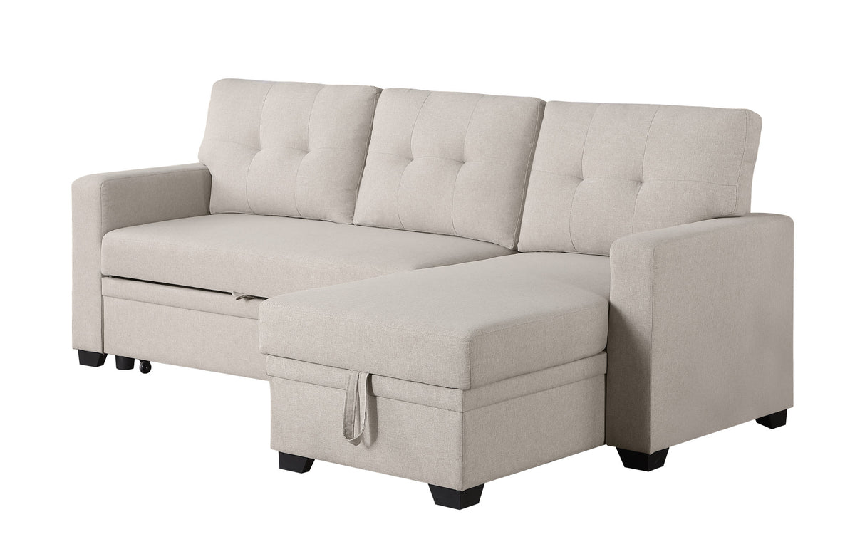 Convertible Upholstered Sectional Sofa with Pull-out Chaise