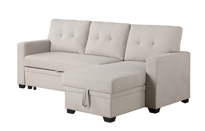 Convertible Upholstered Sectional Sofa with Pull-out Chaise